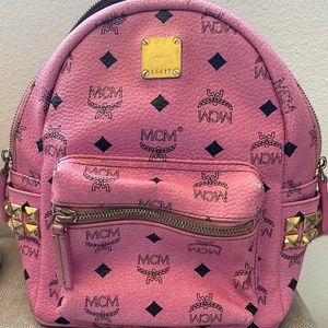 MCM Pink Visetos Small Backpack